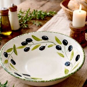 Italian 🇮🇹 Handcrafted Ceramic Bowl - White and Green! NWT